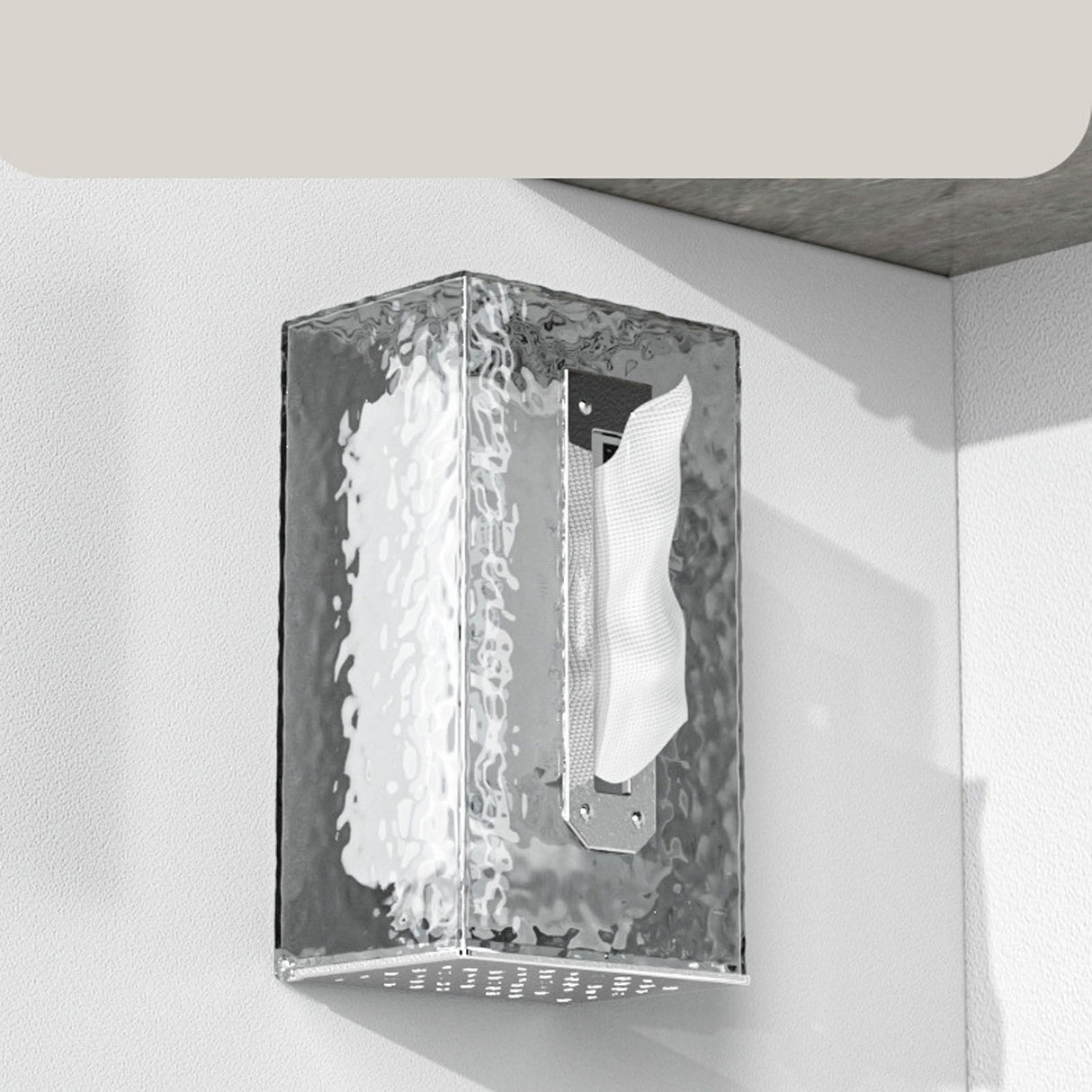Napkin Paper Holder Box Space Saving Home Decoration Rugged Wall Mounted Tissue Box for Living Room Bedroom Translucent Silver