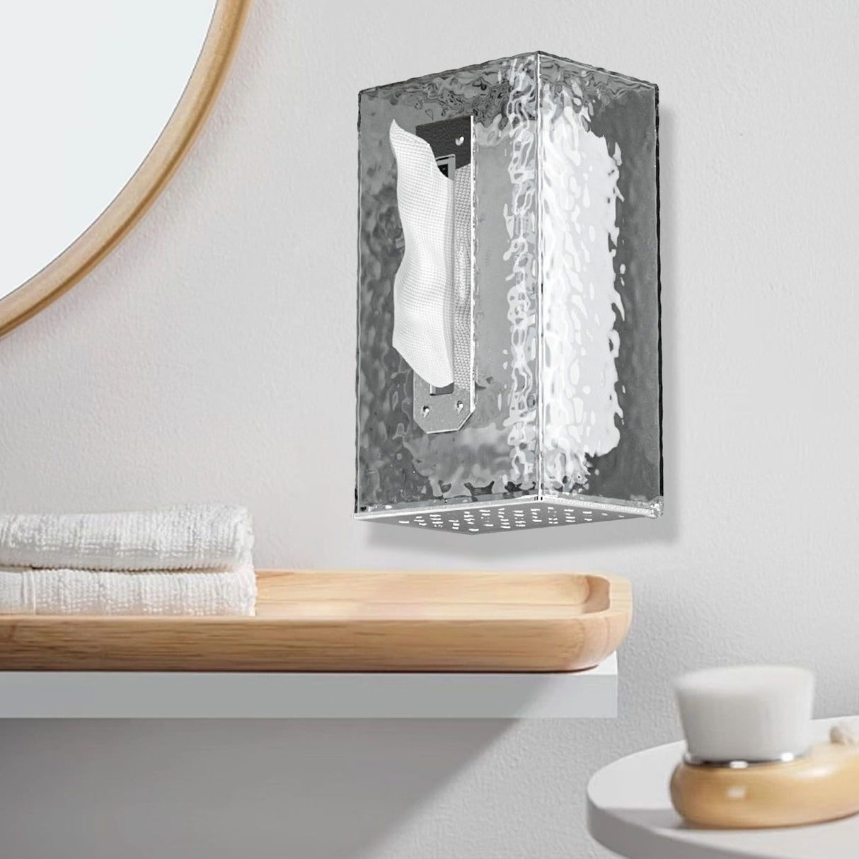 Napkin Paper Holder Box Space Saving Home Decoration Rugged Wall Mounted Tissue Box for Living Room Bedroom Translucent Silver