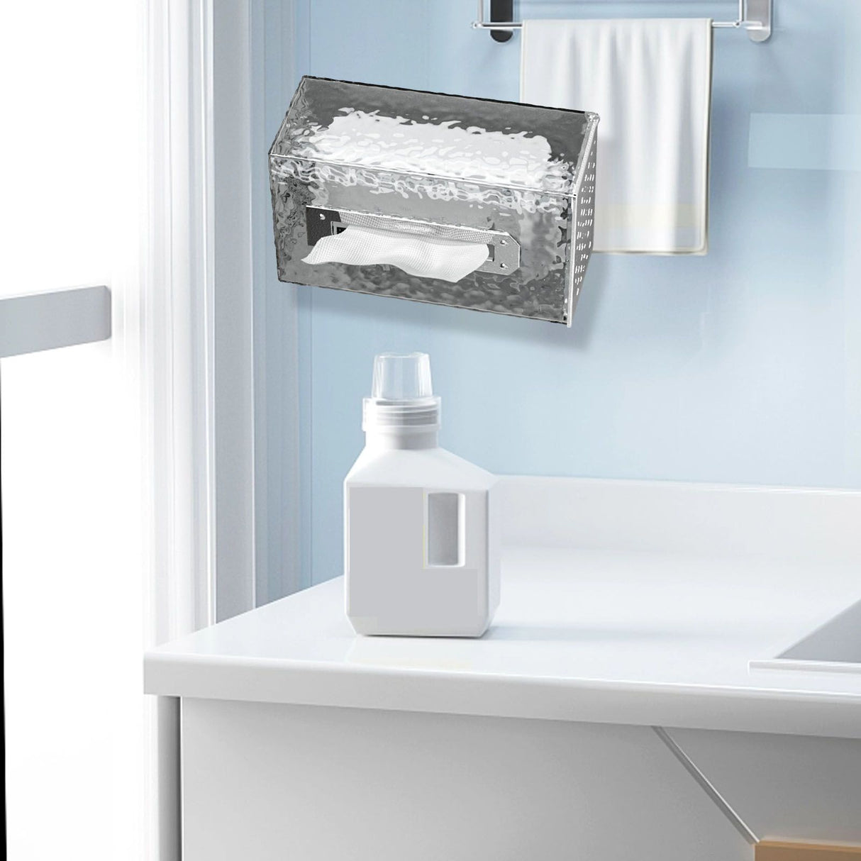 Napkin Paper Holder Box Space Saving Home Decoration Rugged Wall Mounted Tissue Box for Living Room Bedroom Translucent Silver