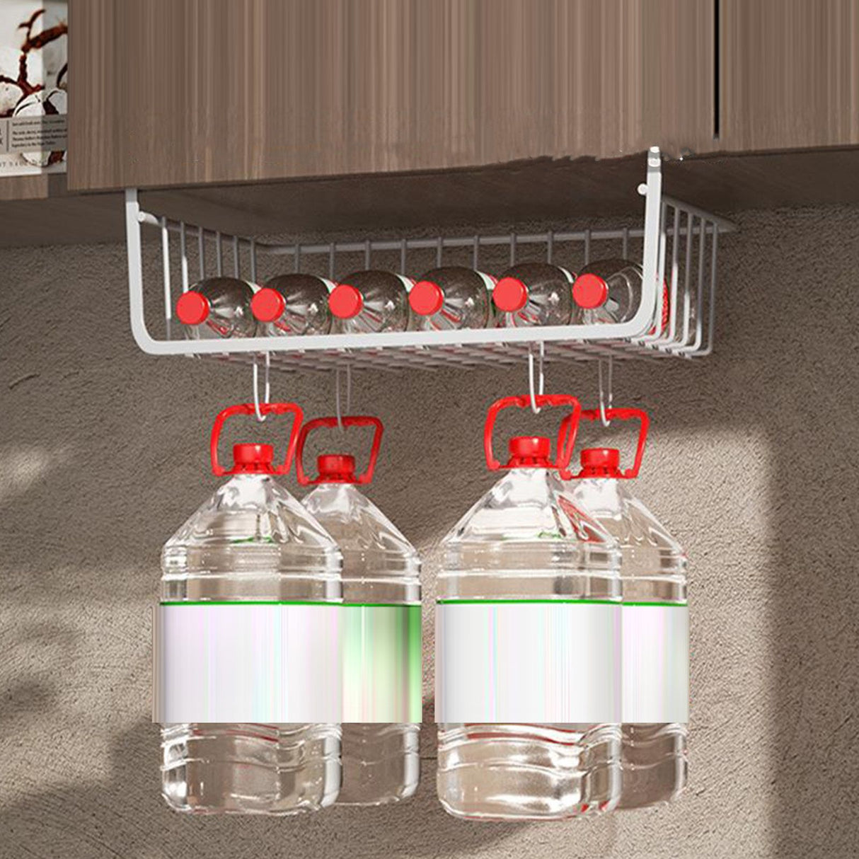 Under Shelf Storage Basket Multipurpose All Metal Under Shelf Wire Basket for Kitchen Office Pantry Desk Bookshelf L White