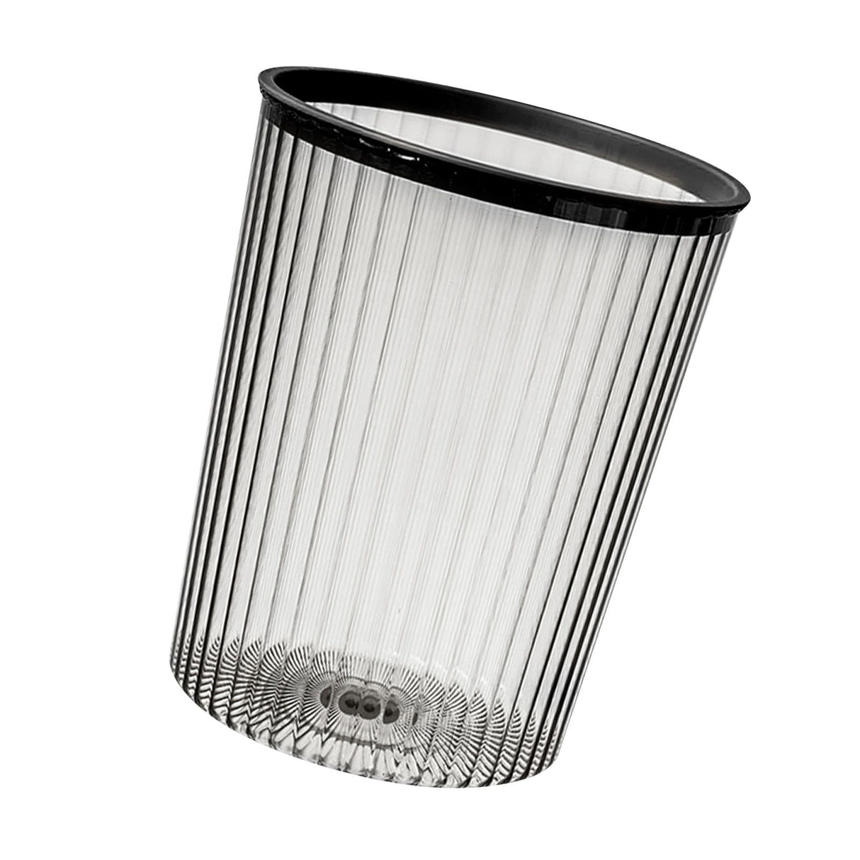 Transparent Garbage Bin with Top Ring Easy Attached Lid Free Large Capacity Trash Bin Can for Household Black