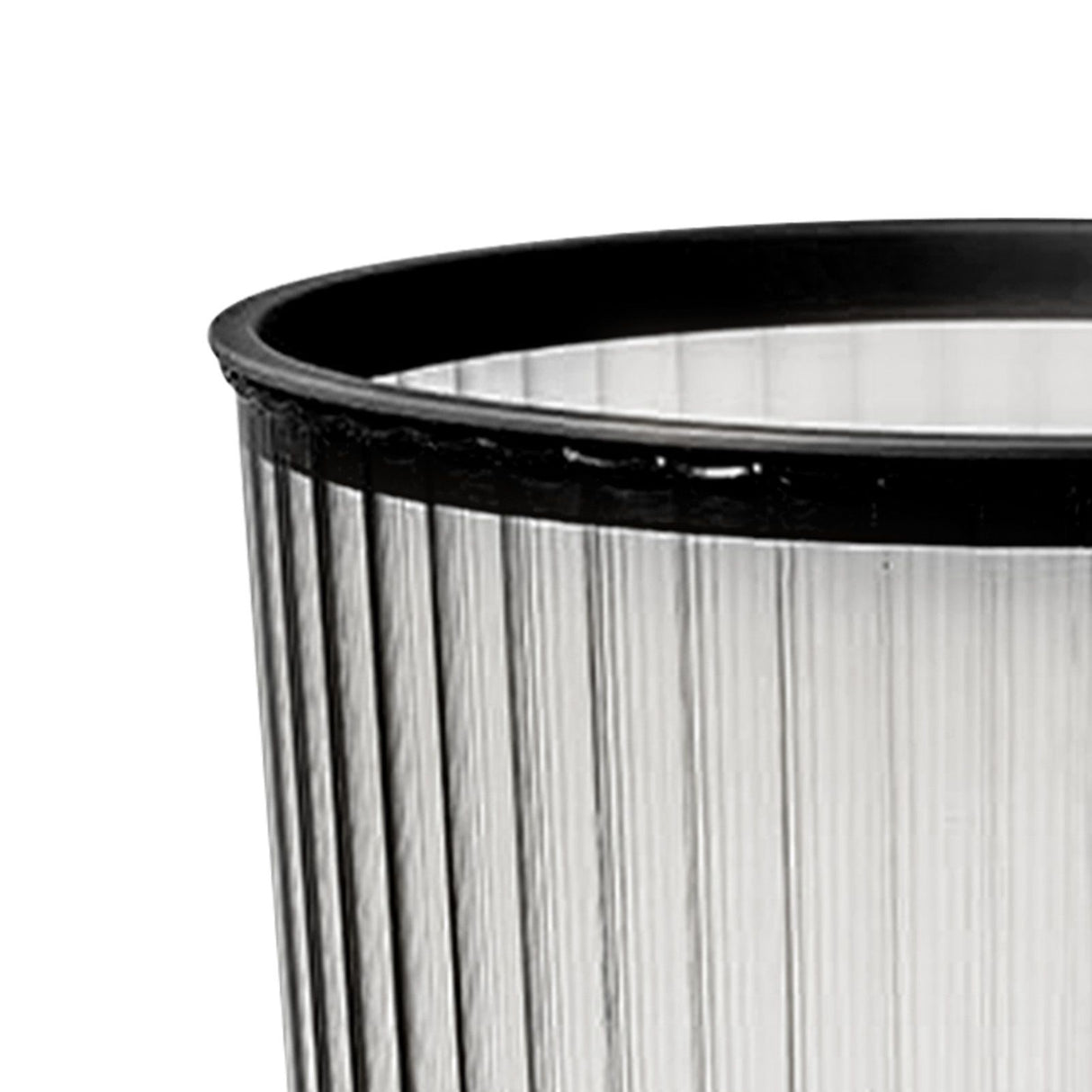 Transparent Garbage Bin with Top Ring Easy Attached Lid Free Large Capacity Trash Bin Can for Household Black