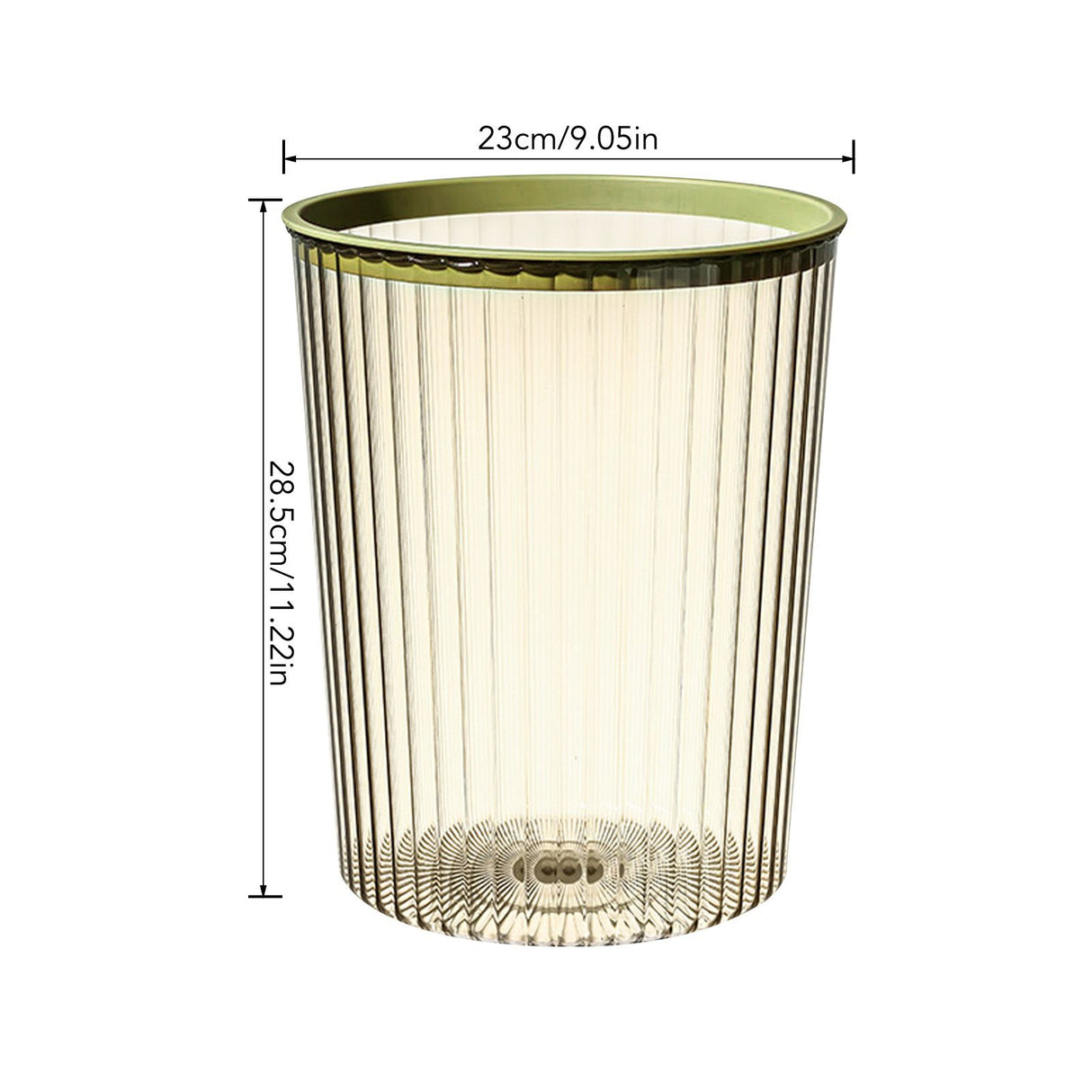 Transparent Garbage Bin with Top Ring Easy Attached Lid Free Large Capacity Trash Bin Can for Household Green