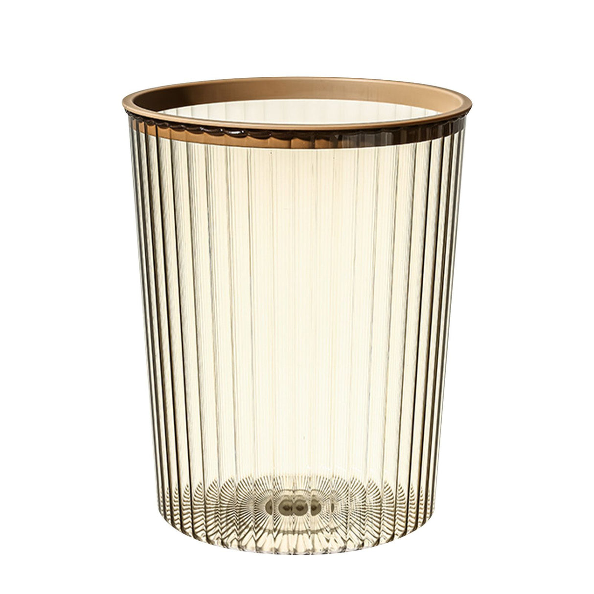 Transparent Garbage Bin with Top Ring Easy Attached Lid Free Large Capacity Trash Bin Can for Household Coffee Color