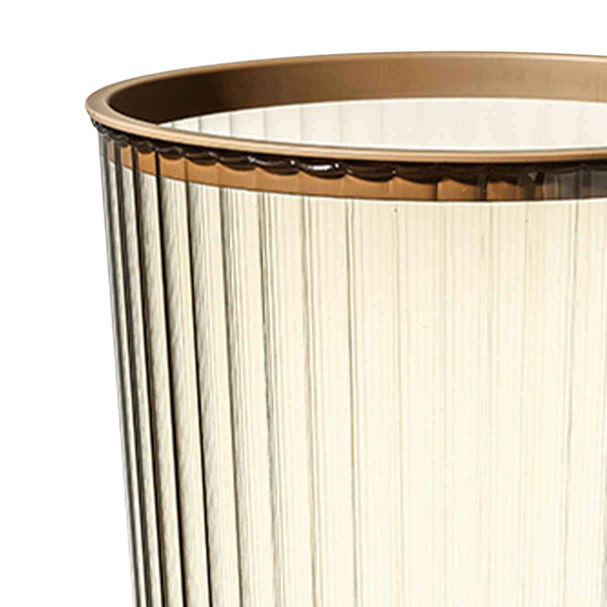 Transparent Garbage Bin with Top Ring Easy Attached Lid Free Large Capacity Trash Bin Can for Household Coffee Color