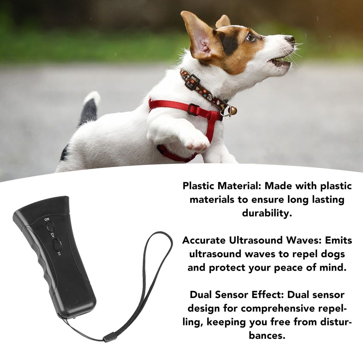 Dog Repeller Dual Sensor Ultrasound LED Light Laser Dog Deterrent Device USB Rechargeable Anti Barking Device