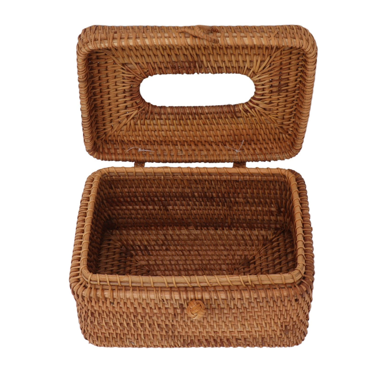 Rectangular Rattan Tissue Box Cover Rattan Woven Tissue Box Holder for Bathroom Organizer Countertop Bedroom Living Room Car Office Short Style