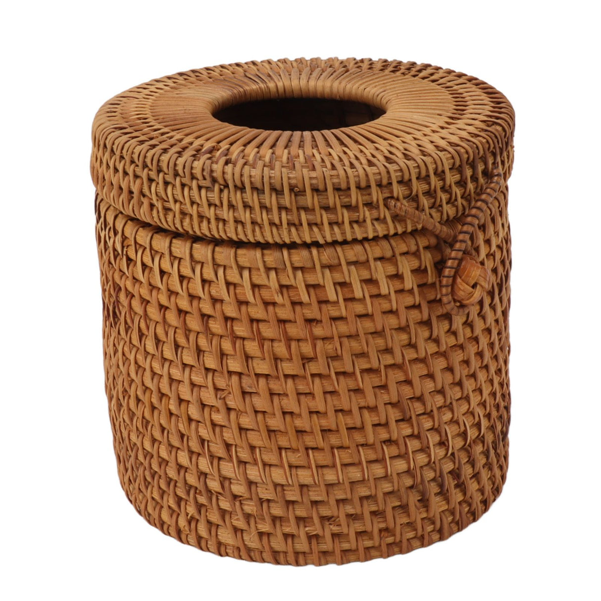 Rectangular Rattan Tissue Box Cover Rattan Woven Tissue Box Holder for Bathroom Organizer Countertop Bedroom Living Room Car Office Cylinder Style