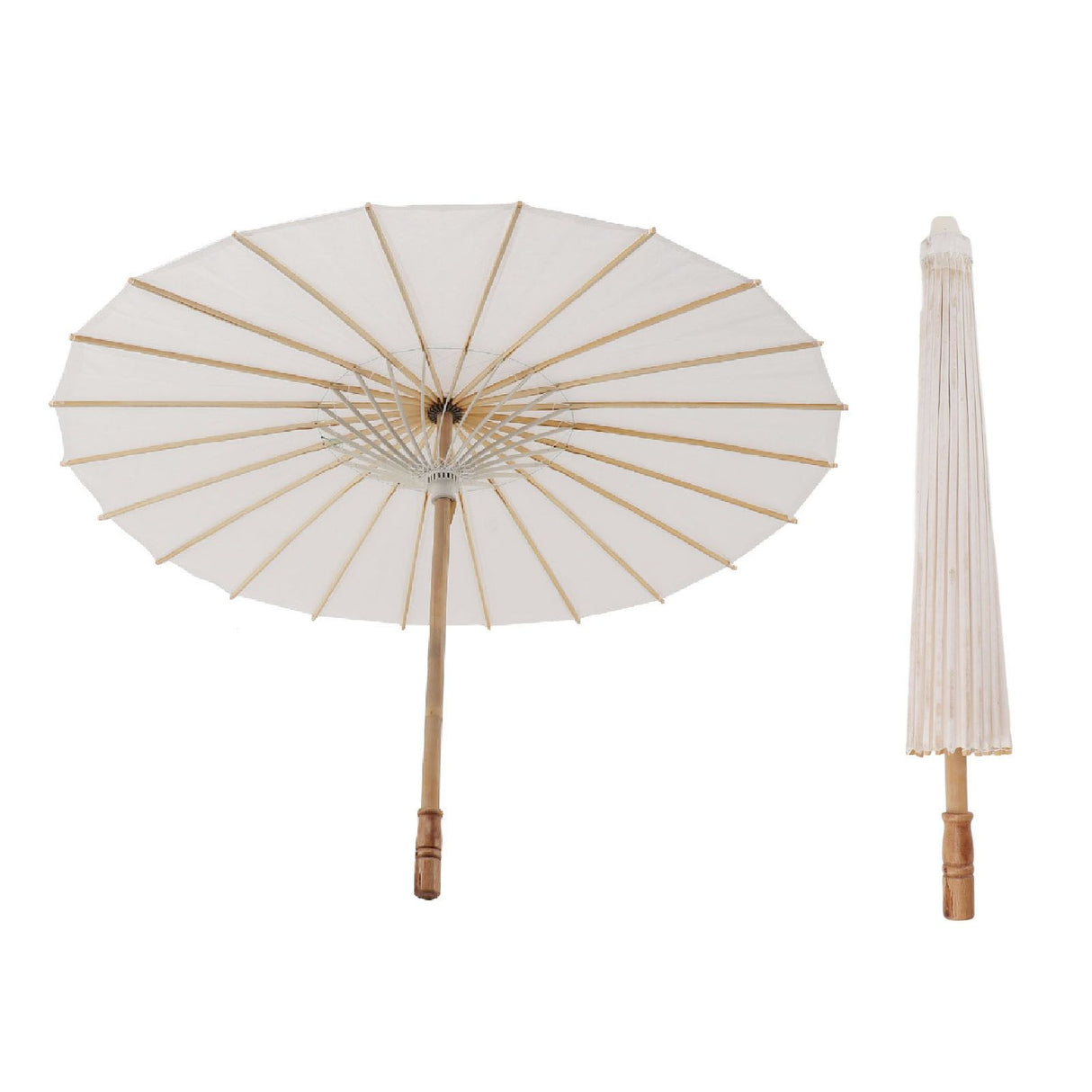 Kids Paper Parasol Bamboo and Paper Chinese Style Elegant White DIY Paper Umbrellas for Decoration 83cm/32.7in