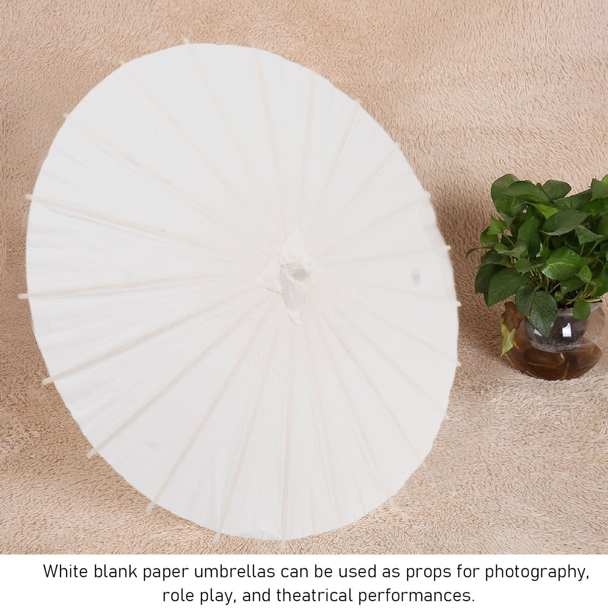 Kids Paper Parasol Bamboo and Paper Chinese Style Elegant White DIY Paper Umbrellas for Decoration 40cm/15.7in
