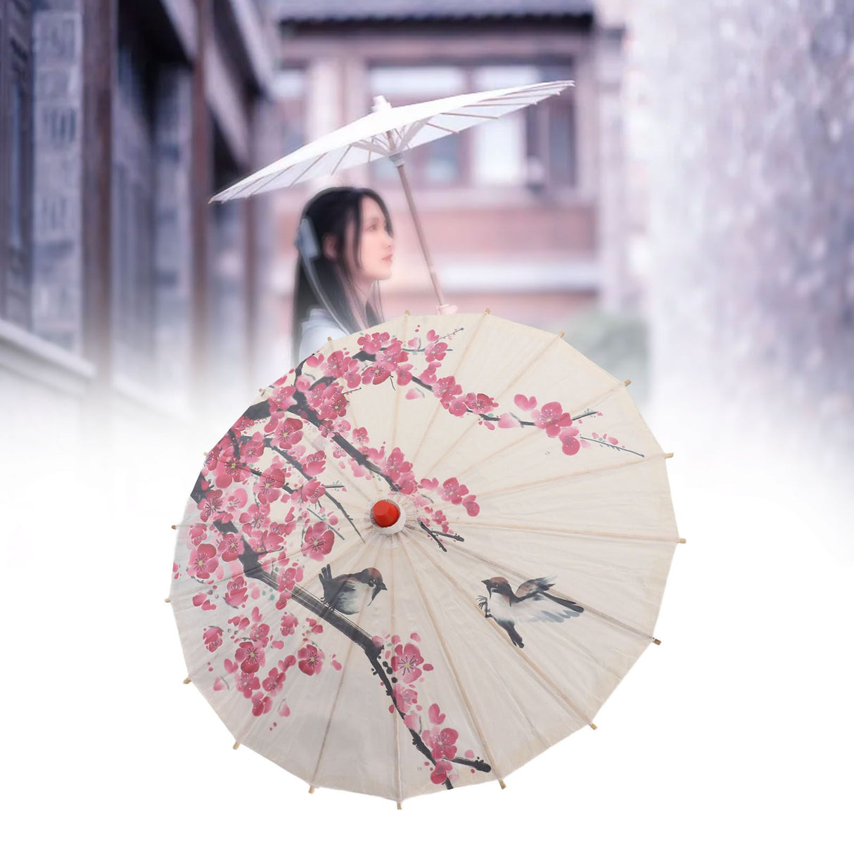 Chinese Oiled Paper Umbrella Handmade Paper Umbrella with Wood Handle for Performance Wedding Party