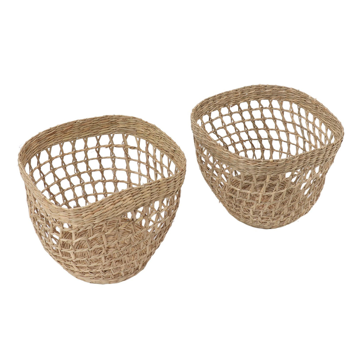 2PCS Woven Basket Handwoven Sea Grass Storage Basket for Flower Plant Farmhouse Home Decor