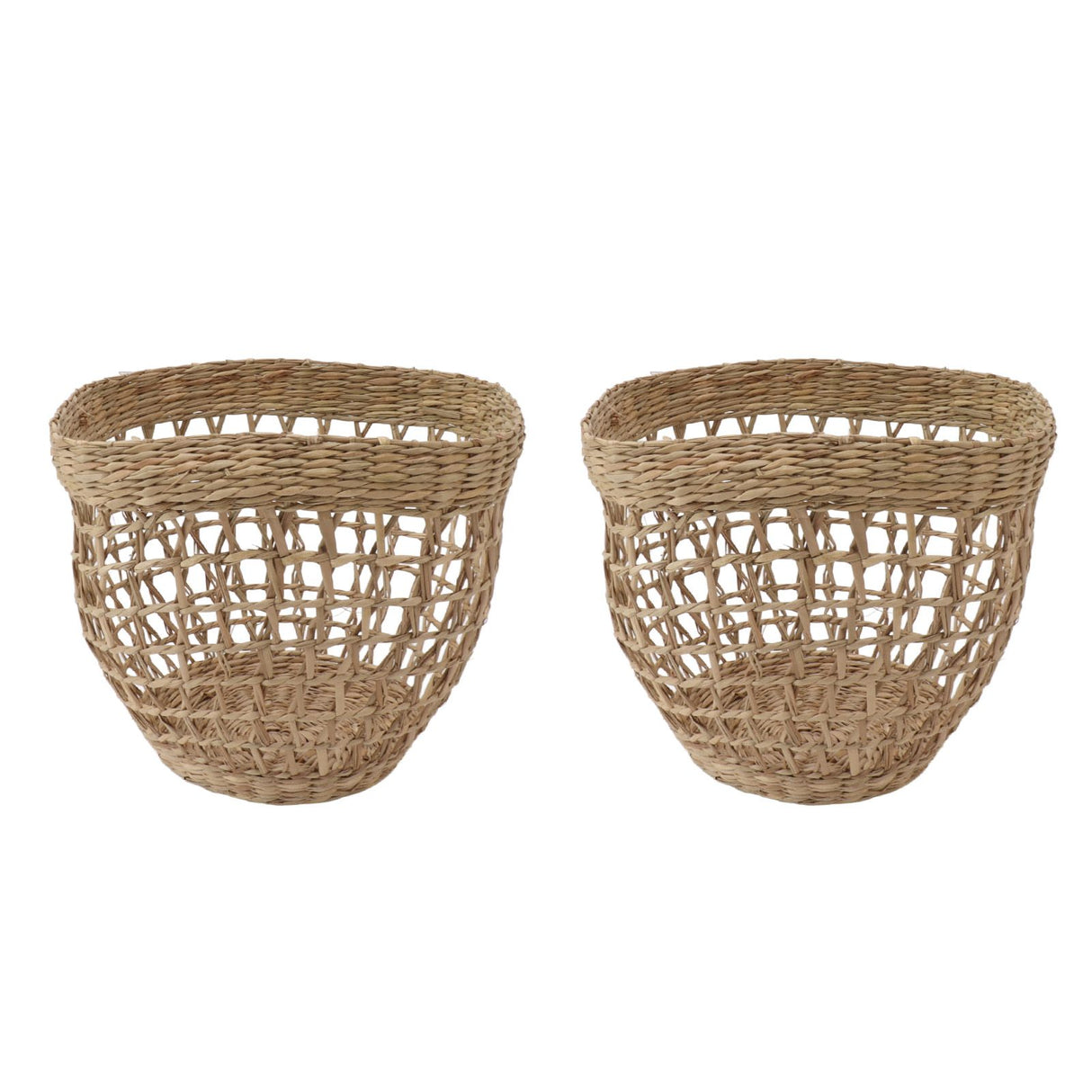 2PCS Woven Basket Handwoven Sea Grass Storage Basket for Flower Plant Farmhouse Home Decor