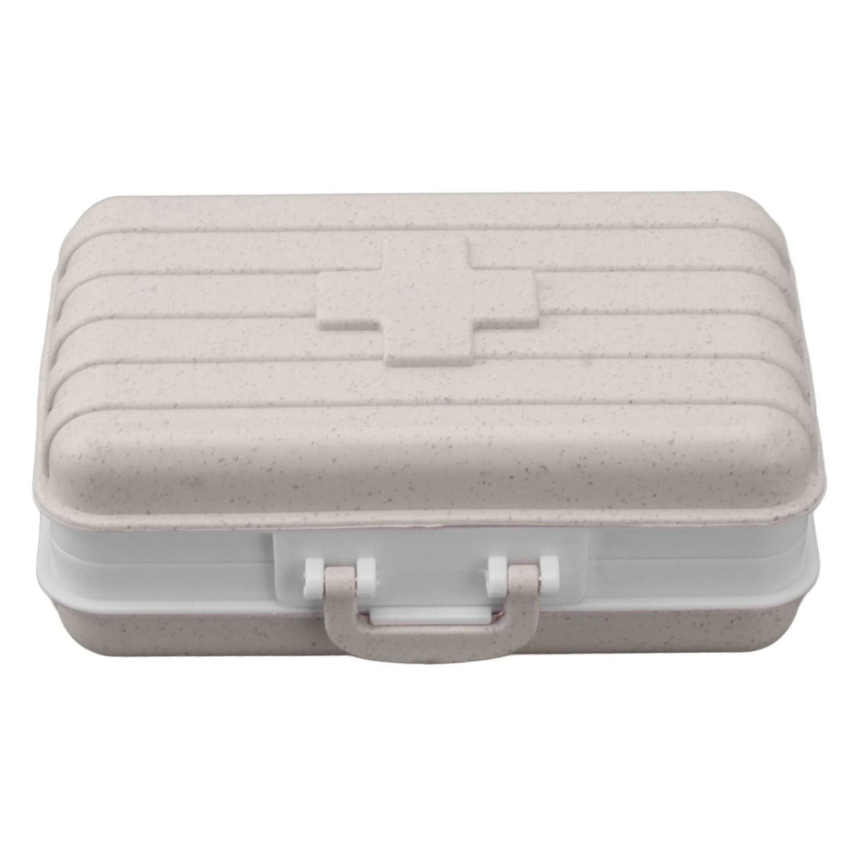 Mini Medicine Box 6 Compartments Luggage Design Tight Sealing Plastic Medicine Container for Pocket Travel Beige