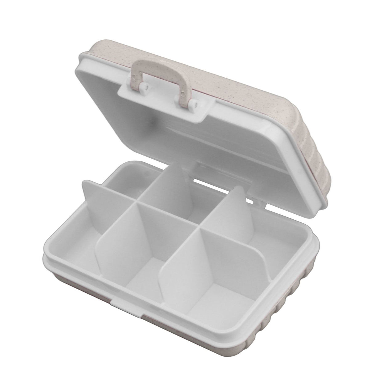 Mini Medicine Box 6 Compartments Luggage Design Tight Sealing Plastic Medicine Container for Pocket Travel Beige