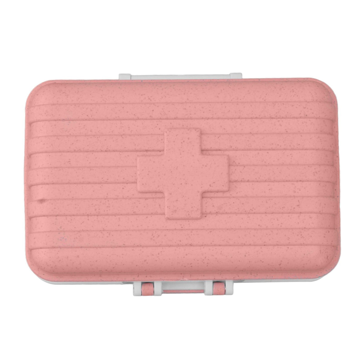 Mini Medicine Box 6 Compartments Luggage Design Tight Sealing Plastic Medicine Container for Pocket Travel Pink