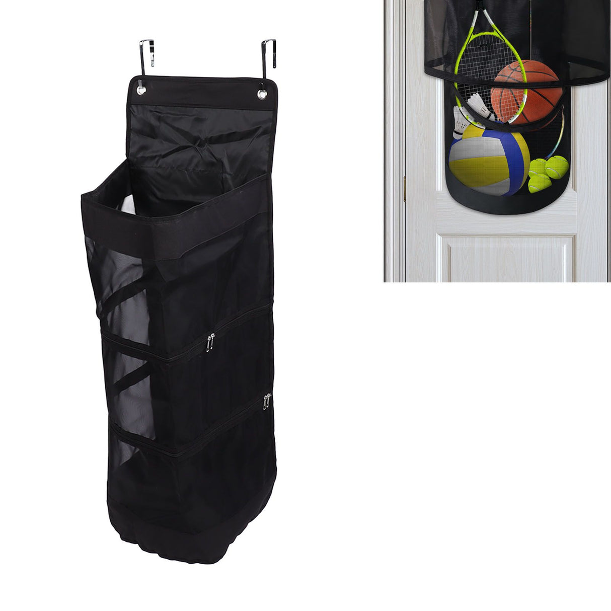 Door Sports Equipment Storage Bag Garage Toy Ball Organizer for Soccer Basketball Football Volleyball Tennis