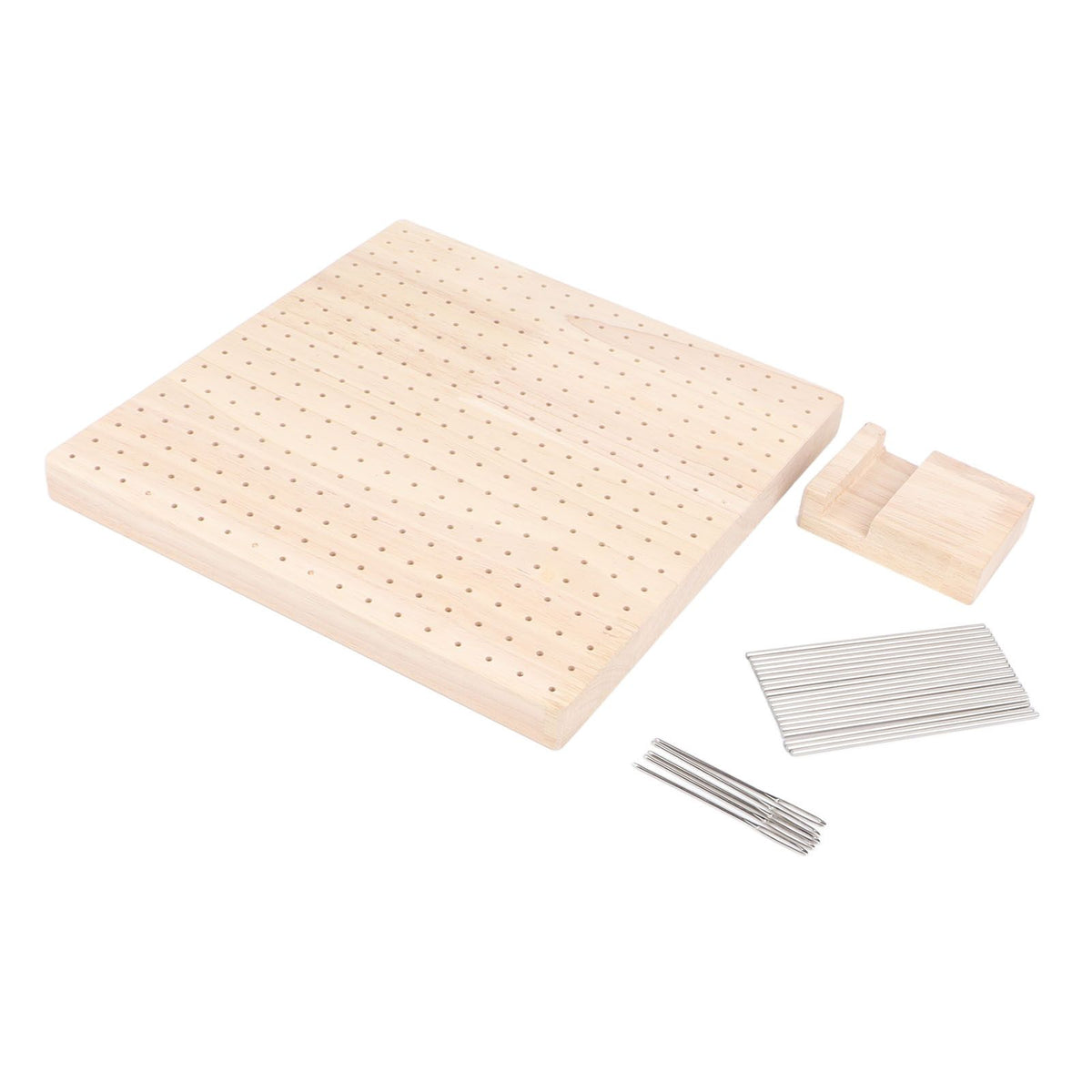 9.3in Rubber Wooden Crochet Blocking Board Crochet Accessories with 20pcs Steel Pins Stand for Knitting Crochet Projects