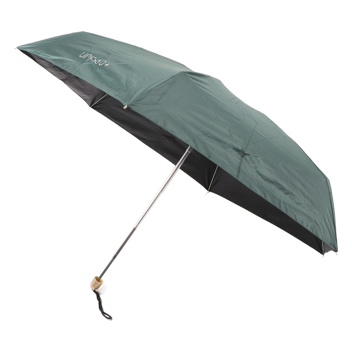 6 Ribs Umbrella Sun Protection UPF50 Impact Cloth Portable Folding Umbrella for Sunny Rainy Dark Green