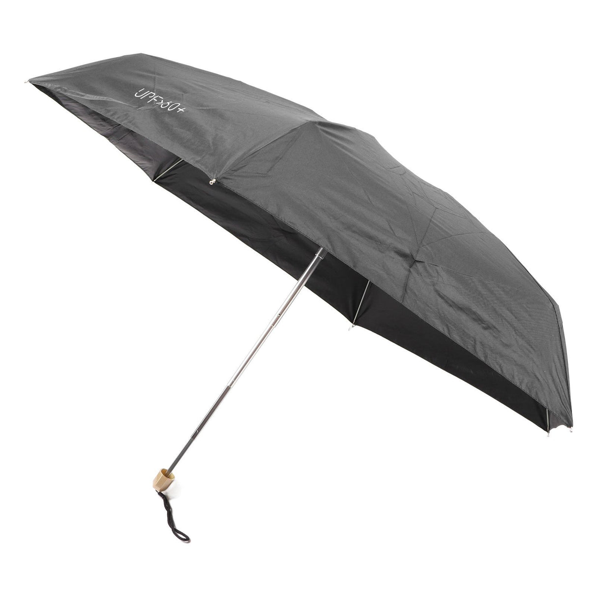 6 Ribs Umbrella Sun Protection UPF50 Impact Cloth Portable Folding Umbrella for Sunny Rainy Black