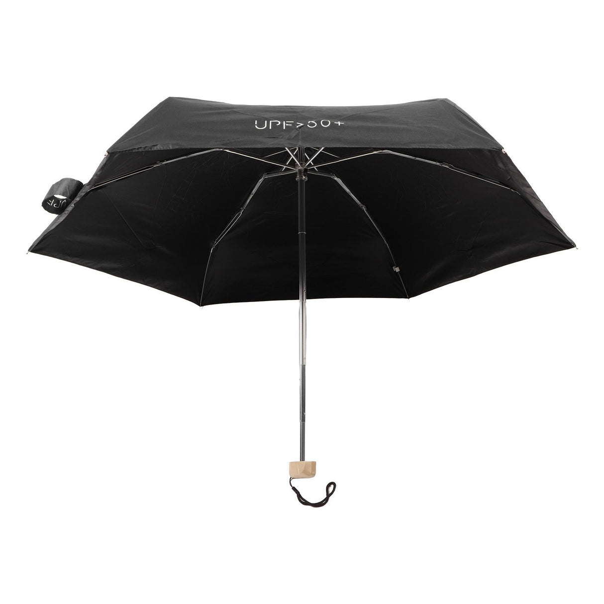 6 Ribs Umbrella Sun Protection UPF50 Impact Cloth Portable Folding Umbrella for Sunny Rainy Black