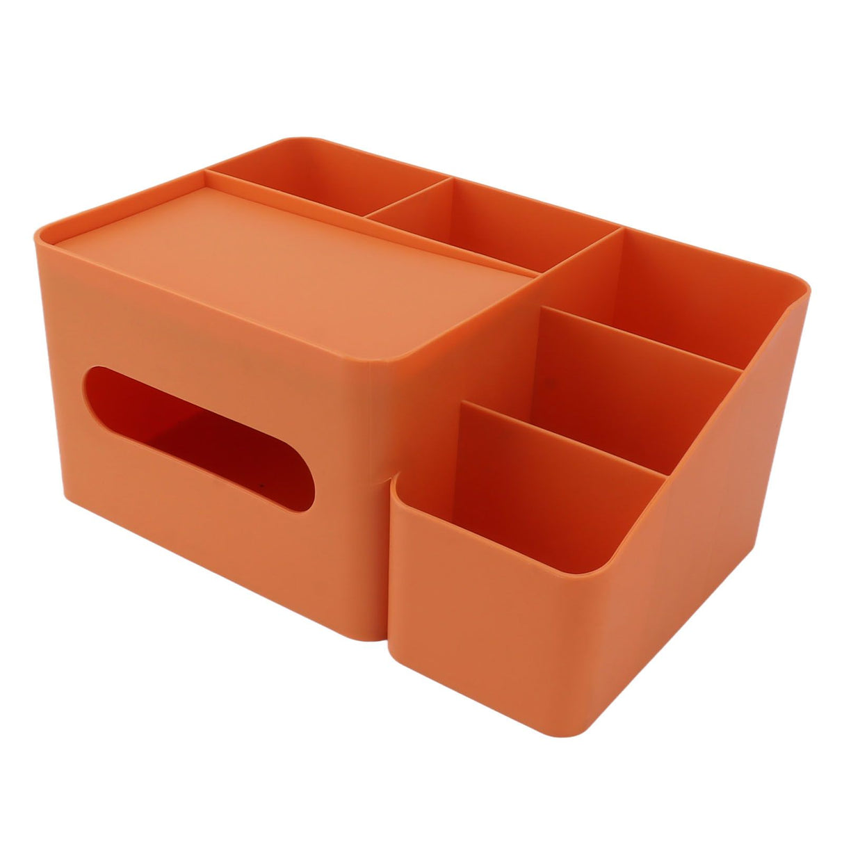 Tissue Box Organizer with Lid Plastic Exquisite Smooth Surface Tissue Desk Organizer for Home Office Orange