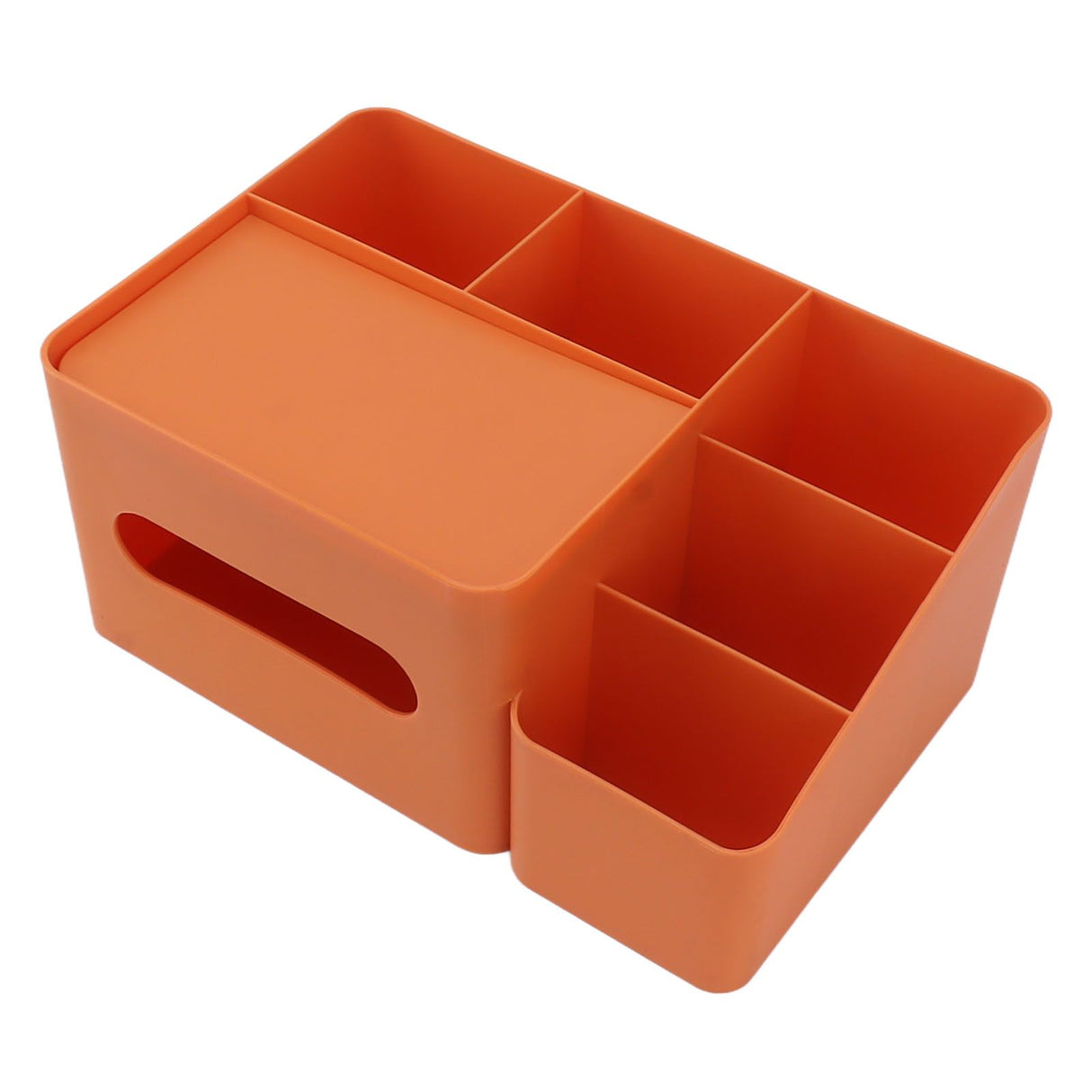 Tissue Box Organizer with Lid Plastic Exquisite Smooth Surface Tissue Desk Organizer for Home Office Orange