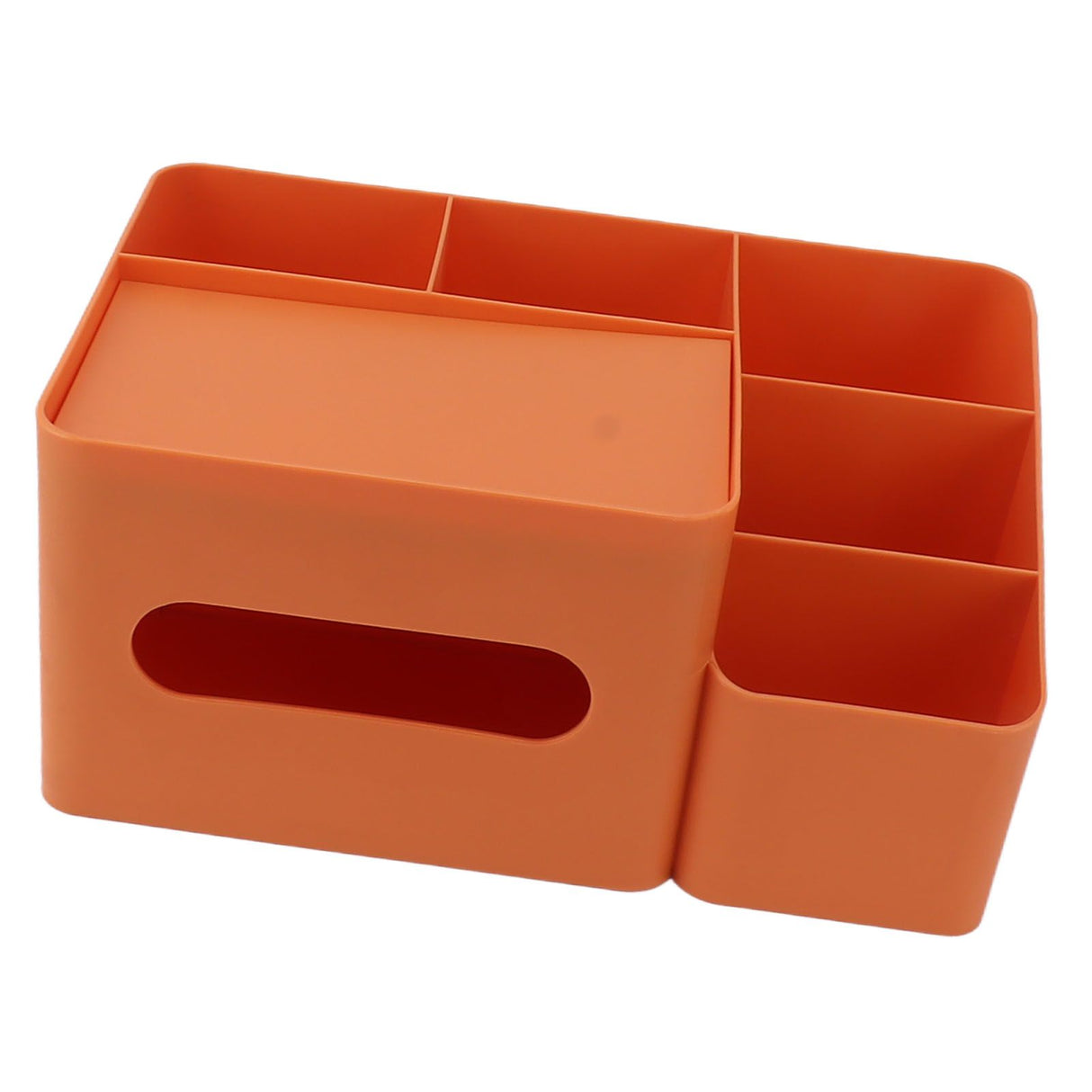 Tissue Box Organizer with Lid Plastic Exquisite Smooth Surface Tissue Desk Organizer for Home Office Orange