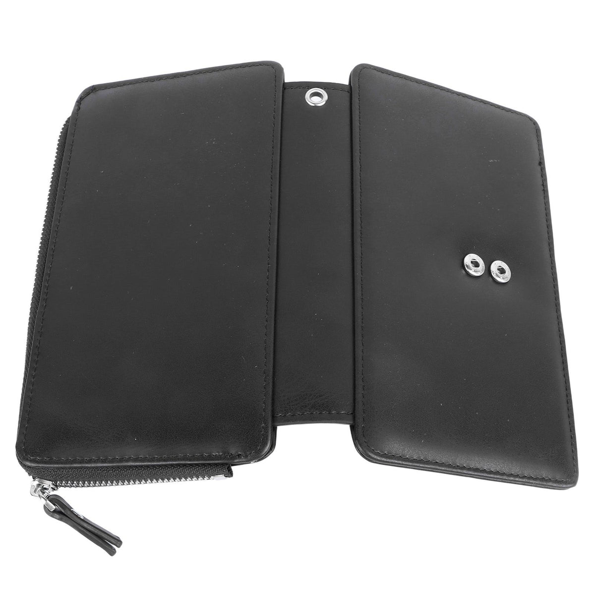 Long Wallet for Men PU Leather Frosted Retro Multifunctional Phone Card Holder Purse Business Handbag with Zipper and Strap Black