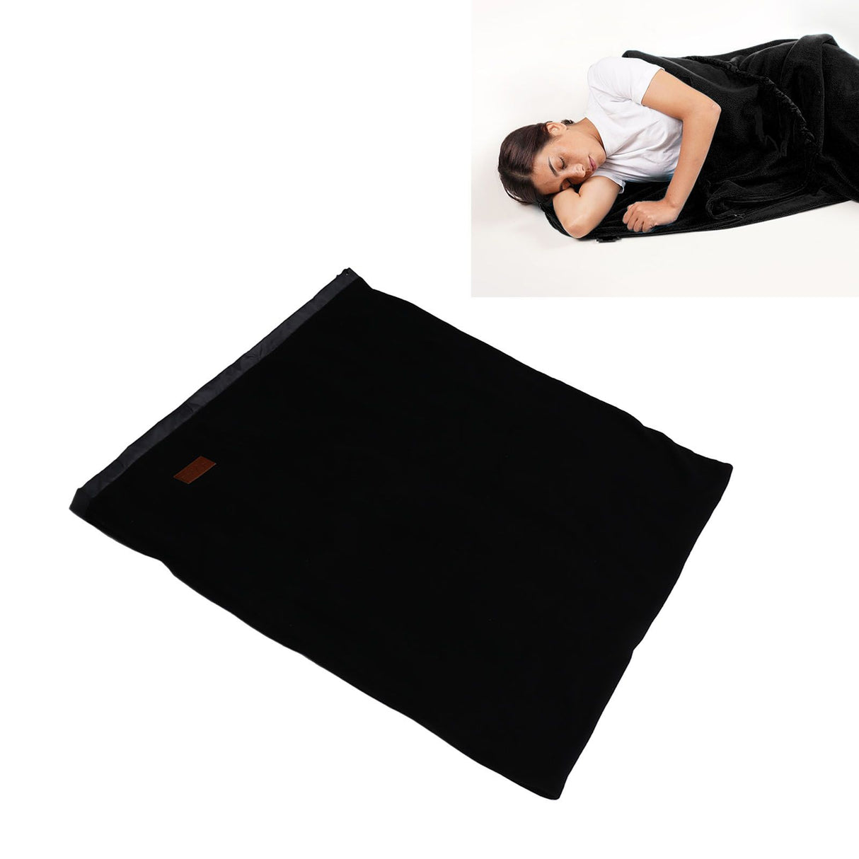 Sleeping Bag Liner Super Thick Fleece Soft Sleeping Bag Liner Blanket for Camping Travel Backpacking Black