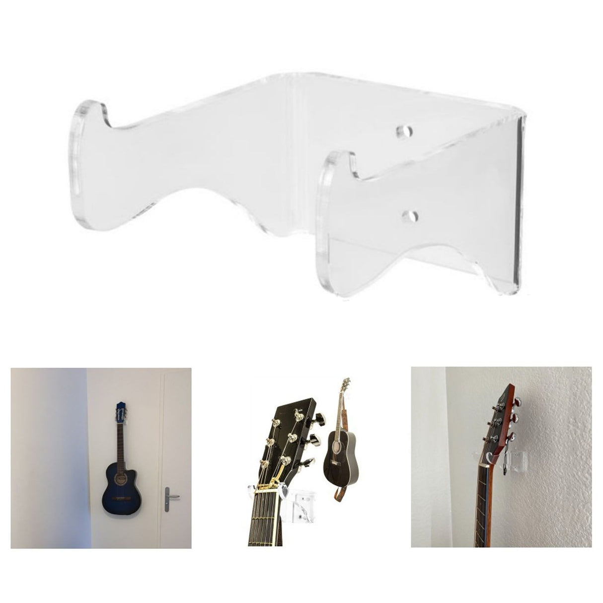 Guitar Wall Mount Hanger Multipurpose Transparent Acrylic Guitar Hook for Guitar Violin Erhu Ukulele