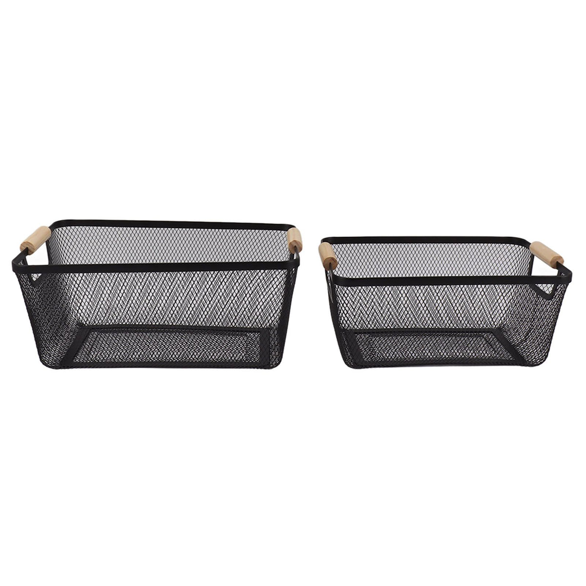 3pcs Metal Wire Storage Basket Large Capacity Decorative Sturdy Iron Art Storage Basket for Books Snacks Makeup Black