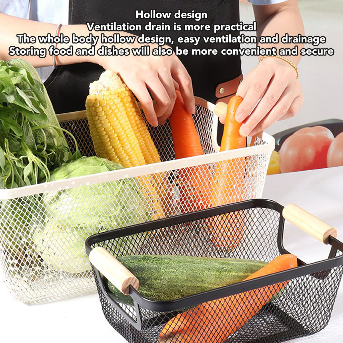 3pcs Metal Wire Storage Basket Large Capacity Decorative Sturdy Iron Art Storage Basket for Books Snacks Makeup Black