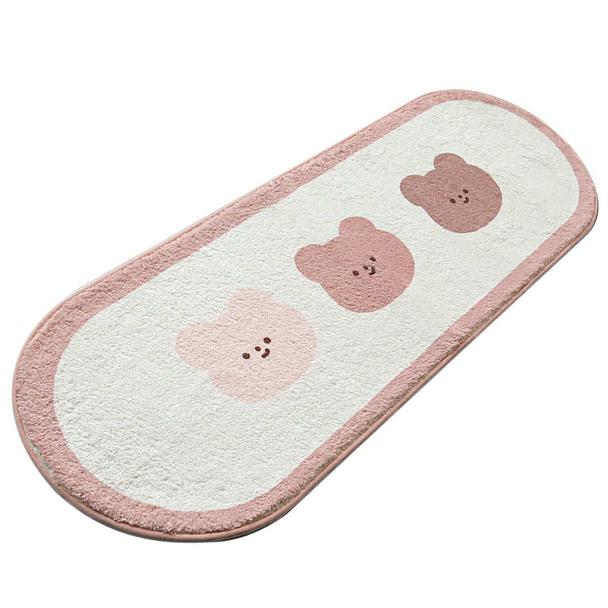 Cartoon Animal Pattern Area Rug Door Mat Soft Cute Oval Rug Bedside Carpet Decoration for Home Bedroom Brown Bear