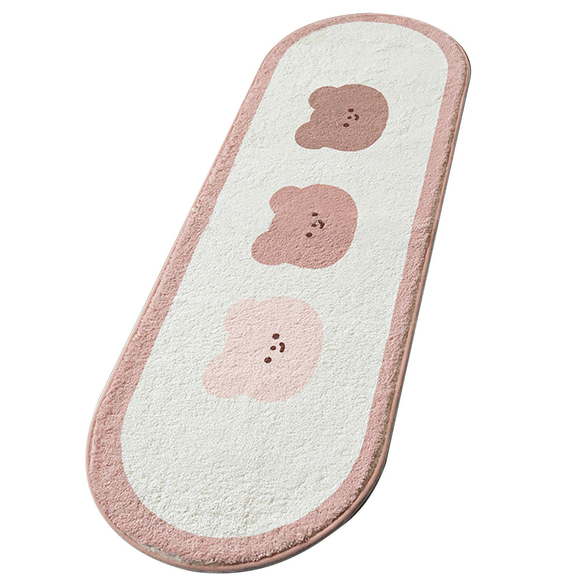 Cartoon Animal Pattern Area Rug Door Mat Soft Cute Oval Rug Bedside Carpet Decoration for Home Bedroom Brown Bear