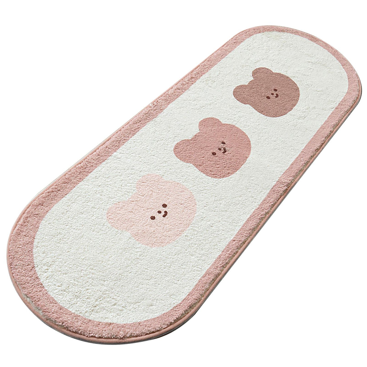 Cartoon Animal Pattern Area Rug Door Mat Soft Cute Oval Rug Bedside Carpet Decoration for Home Bedroom Brown Bear