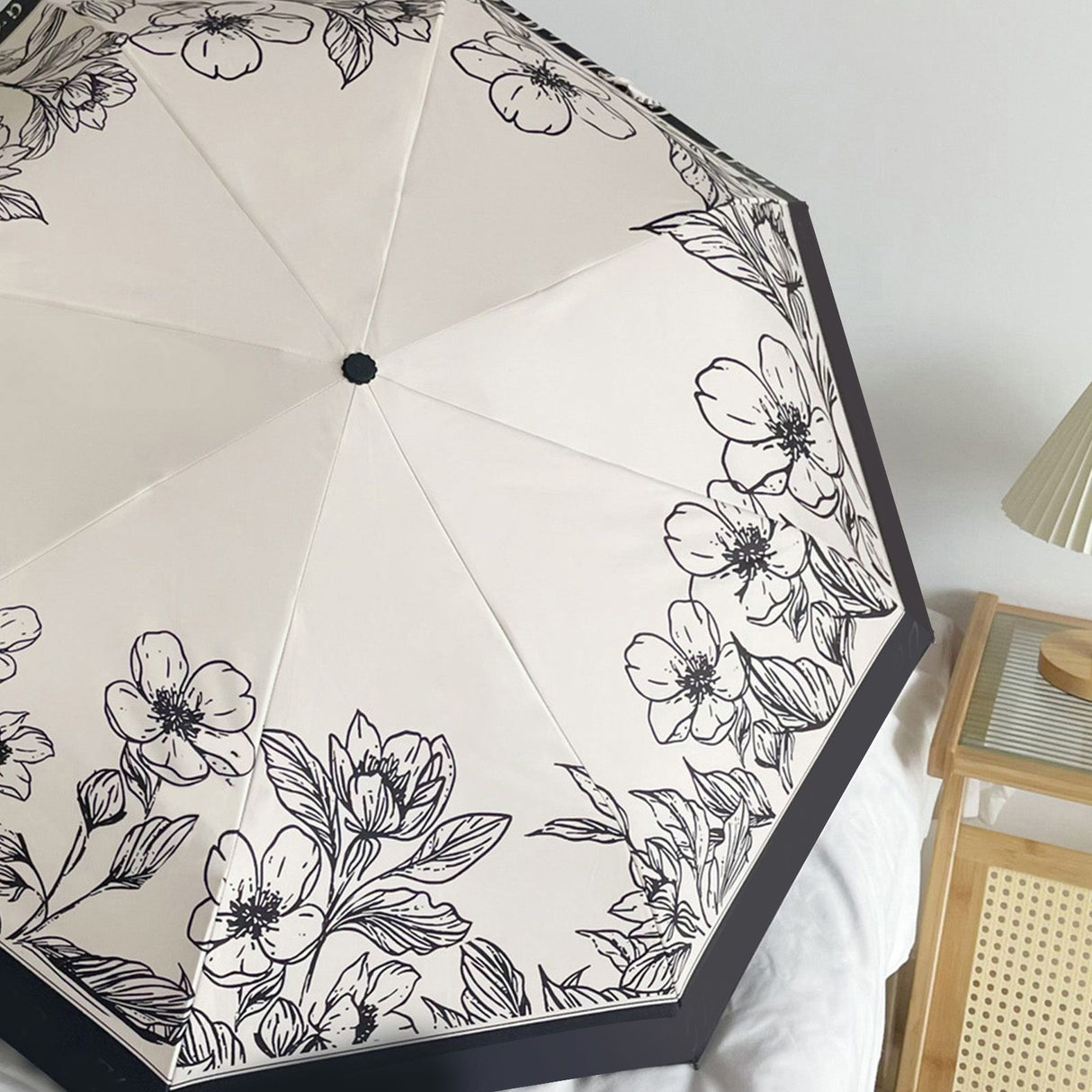 Vintage Floral Sunshade Umbrella Windproof Manual Operation Lightweight Folding Umbrella for Women Girls Kids