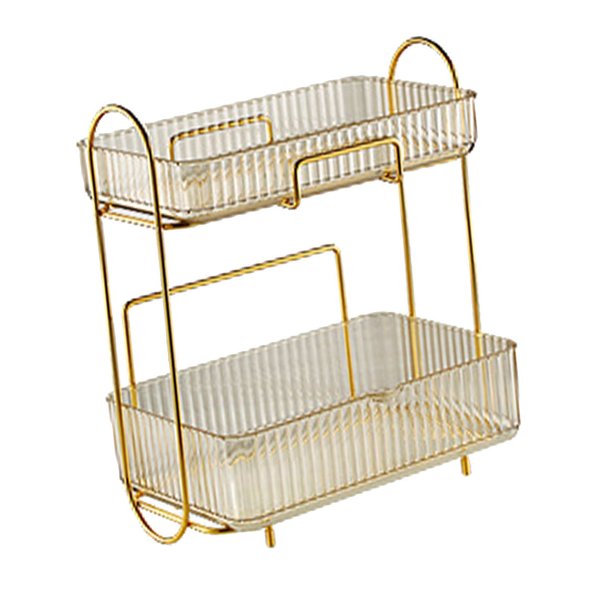 Makeup Organizer 2 Tier Bathroom Countertop Organizer Large Capacity Cosmetic Holder Shelf for Bedroom Dresser Amber