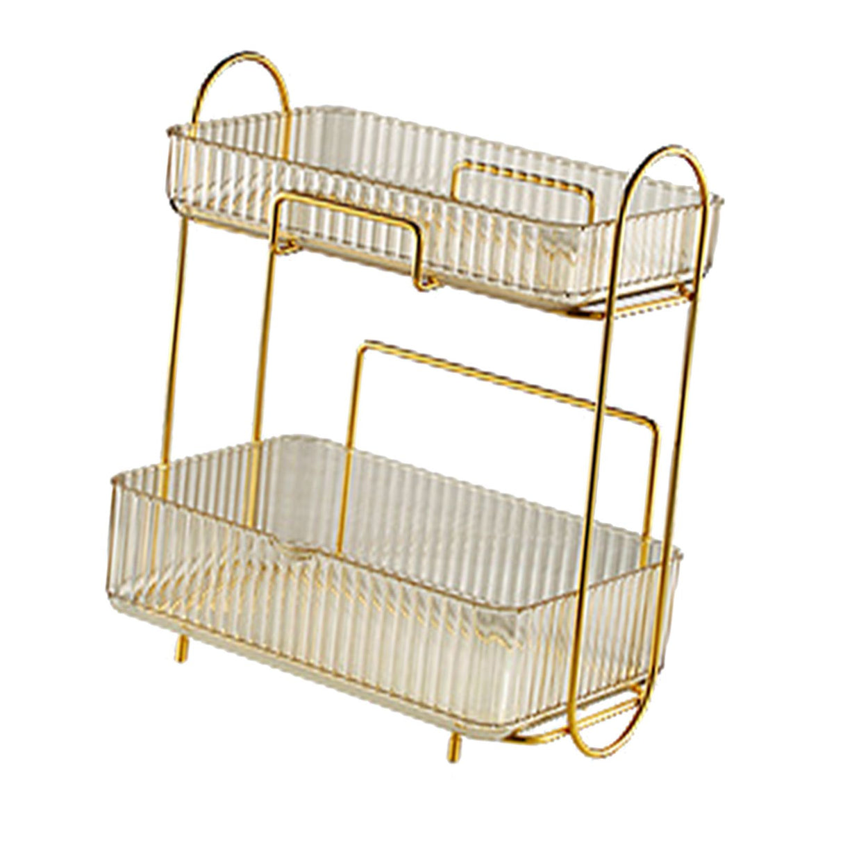 Makeup Organizer 2 Tier Bathroom Countertop Organizer Large Capacity Cosmetic Holder Shelf for Bedroom Dresser Amber