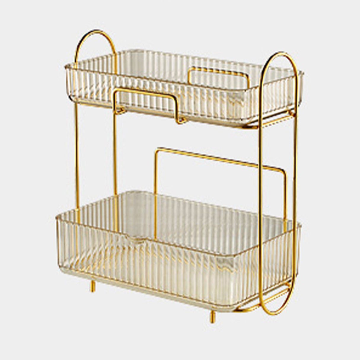 Makeup Organizer 2 Tier Bathroom Countertop Organizer Large Capacity Cosmetic Holder Shelf for Bedroom Dresser Amber