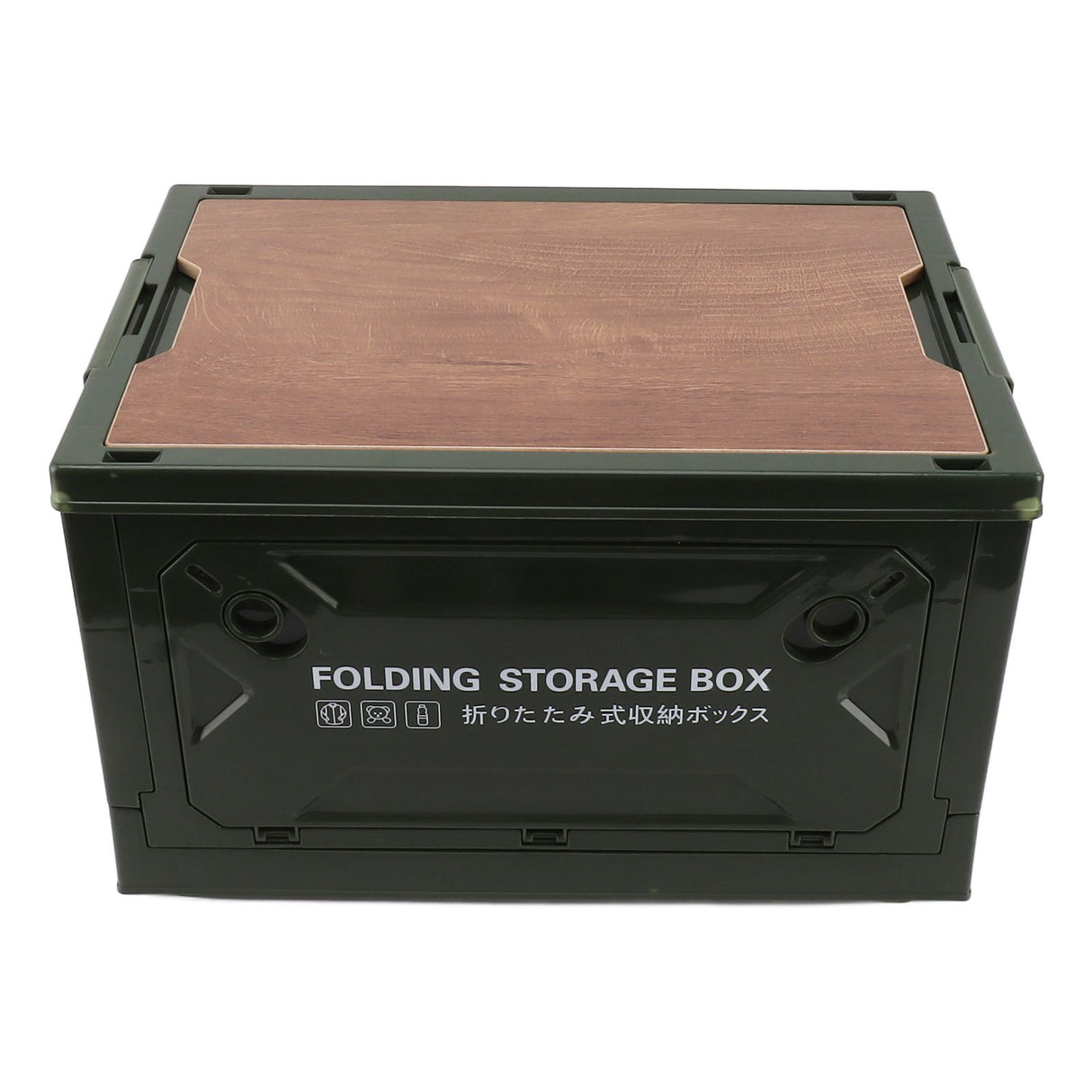 Collapsible Camping Storage Box Pulley Design Waterproof 5 Sides Opening Camping Folding Storage Bins for Car Outdoor Green