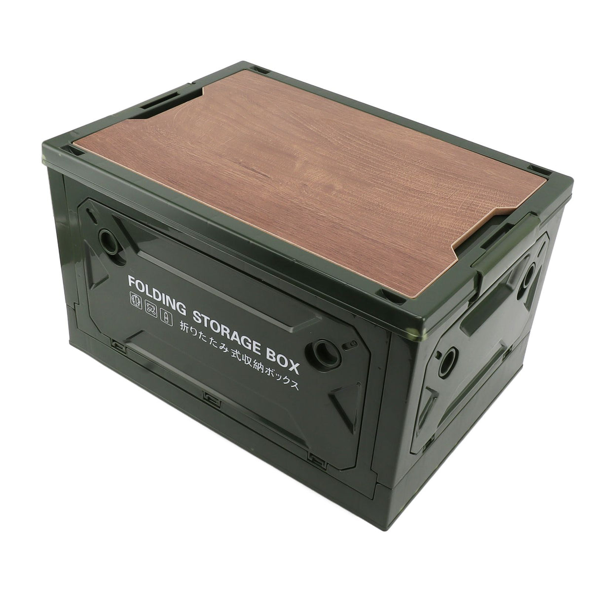 Collapsible Camping Storage Box Pulley Design Waterproof 5 Sides Opening Camping Folding Storage Bins for Car Outdoor Green
