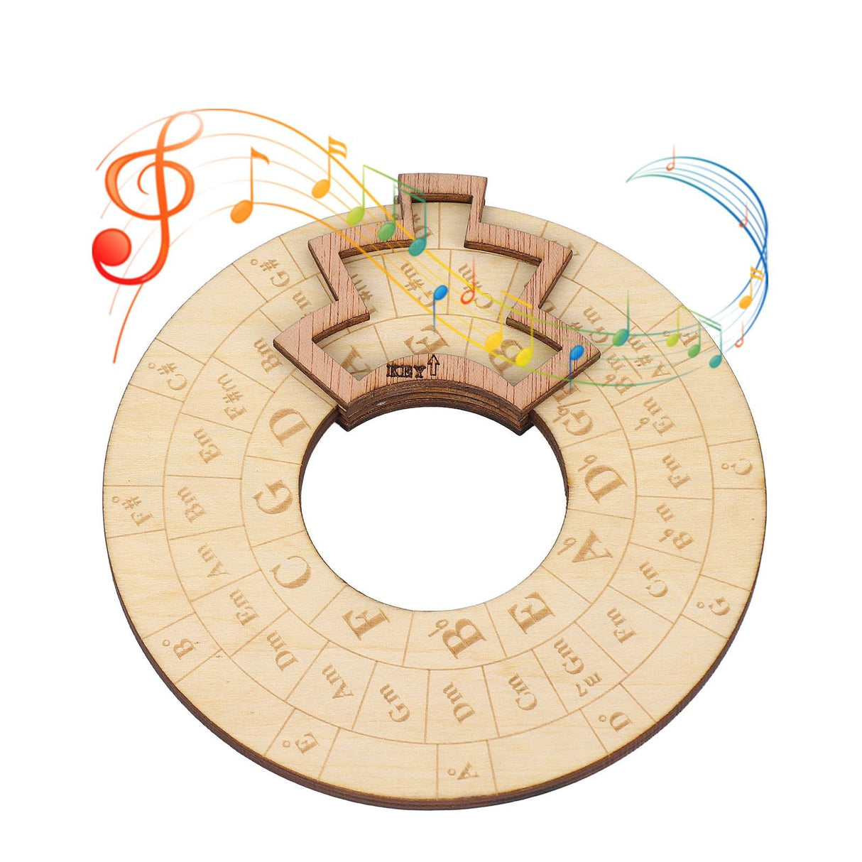 Wooden Music Circle Wheel Educational Rugged Adjustable Durable Circle of Fifths Wheel for Musician