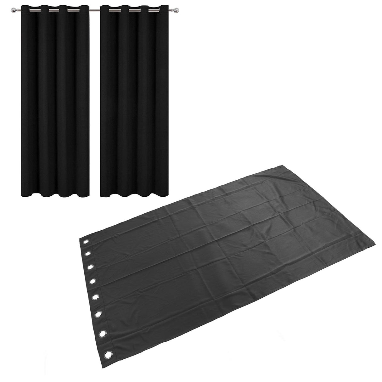Grommet Blackout Curtains Punch Free Thermal Insulated Room Darkening Curtains for Bedroom Living Room Black 132x213cm / 52.0x83.9in