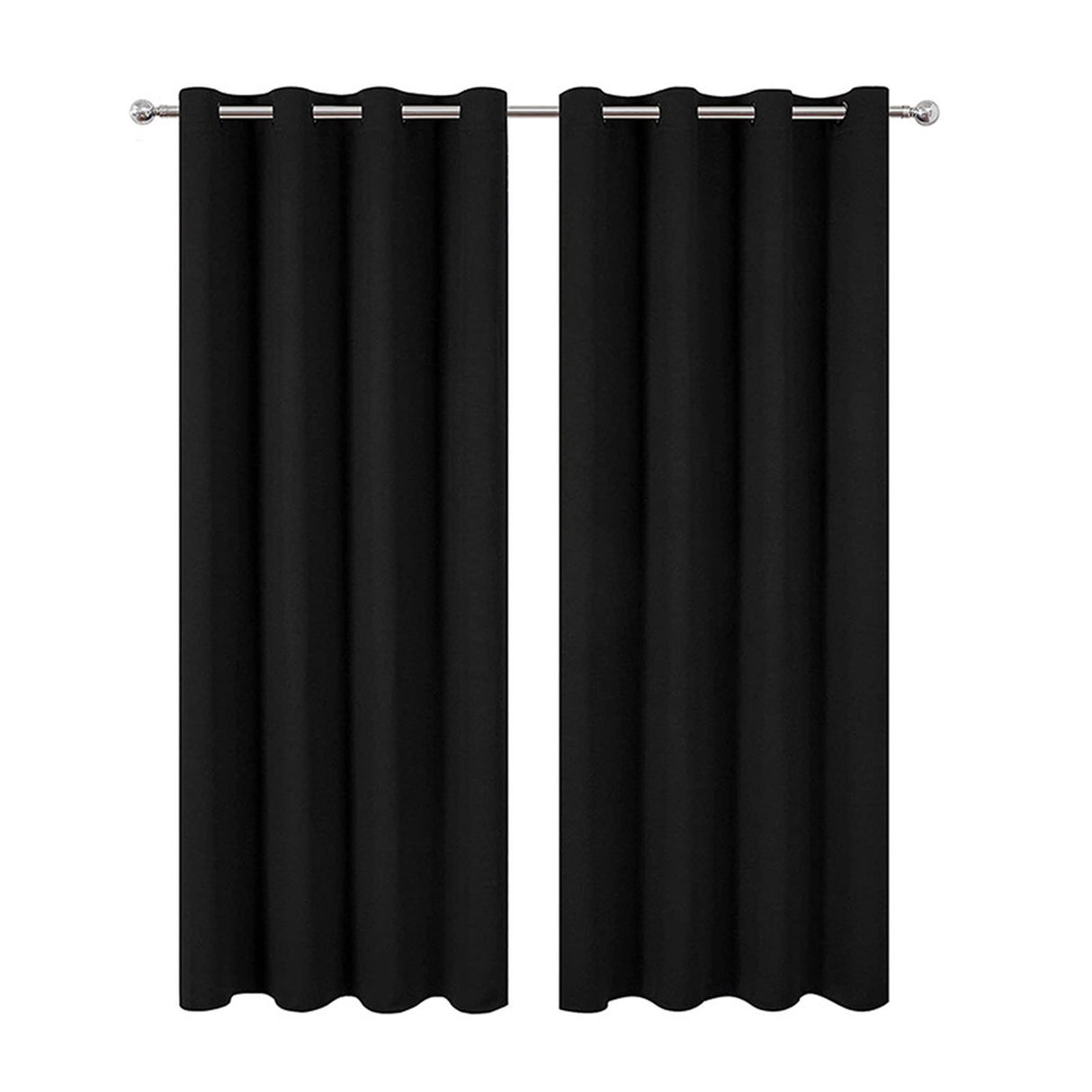 Grommet Blackout Curtains Punch Free Thermal Insulated Room Darkening Curtains for Bedroom Living Room Black 132x213cm / 52.0x83.9in