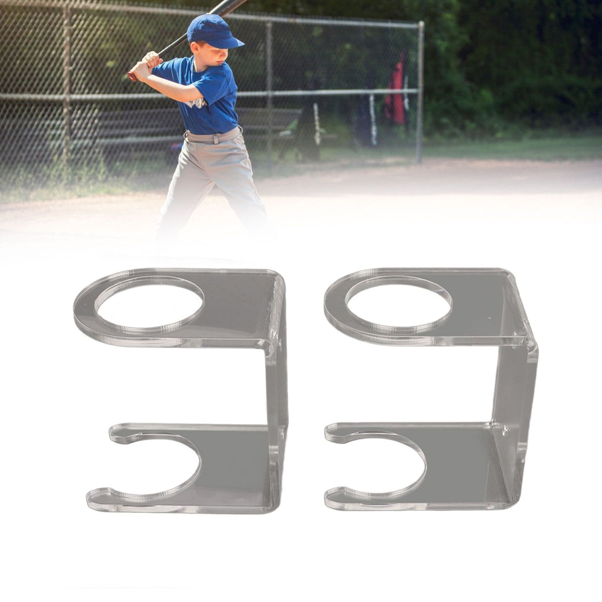 2PCS Baseball Bat Wall Stand Acrylic Wall Mounted Ball Holder Rack Baseball Bat Display Shelf for Home Stadium Office Collection Transparent