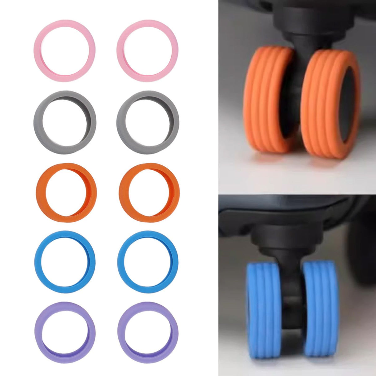 Luggage Wheels Cover Silicone Noise Reduction Shock Absorb Colorful Soft Suitcase Wheels Protective Cover