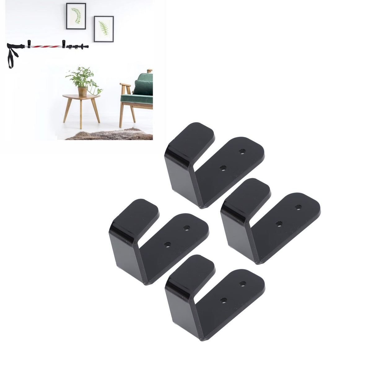 4PCS Hockey Stick Rack Black Acrylic Hockey Stick Holder Wall Mount Versatile Hockey Stick Hanger for Club Bar Garage