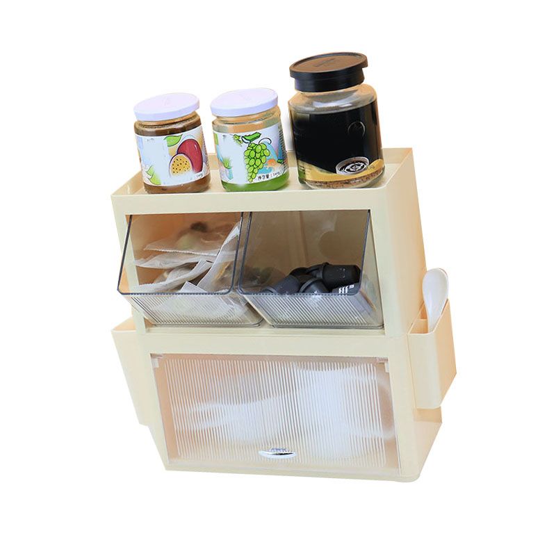 Tea Bag Storage Rack Wall Hanging Space Saving Tea Bag Box for Coffee Capsule Snacks Home Office Cream Yellow