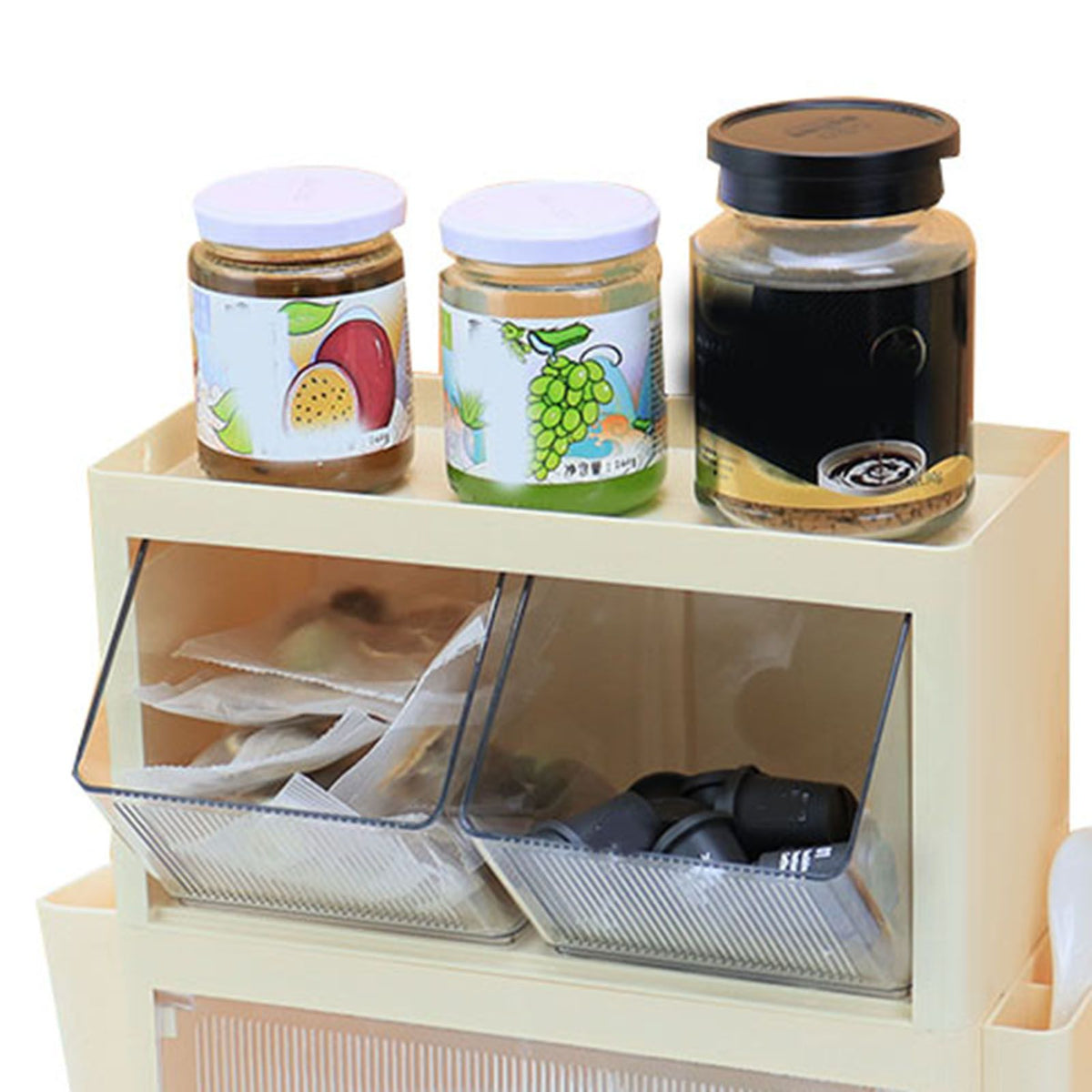 Tea Bag Storage Rack Wall Hanging Space Saving Tea Bag Box for Coffee Capsule Snacks Home Office Cream Yellow